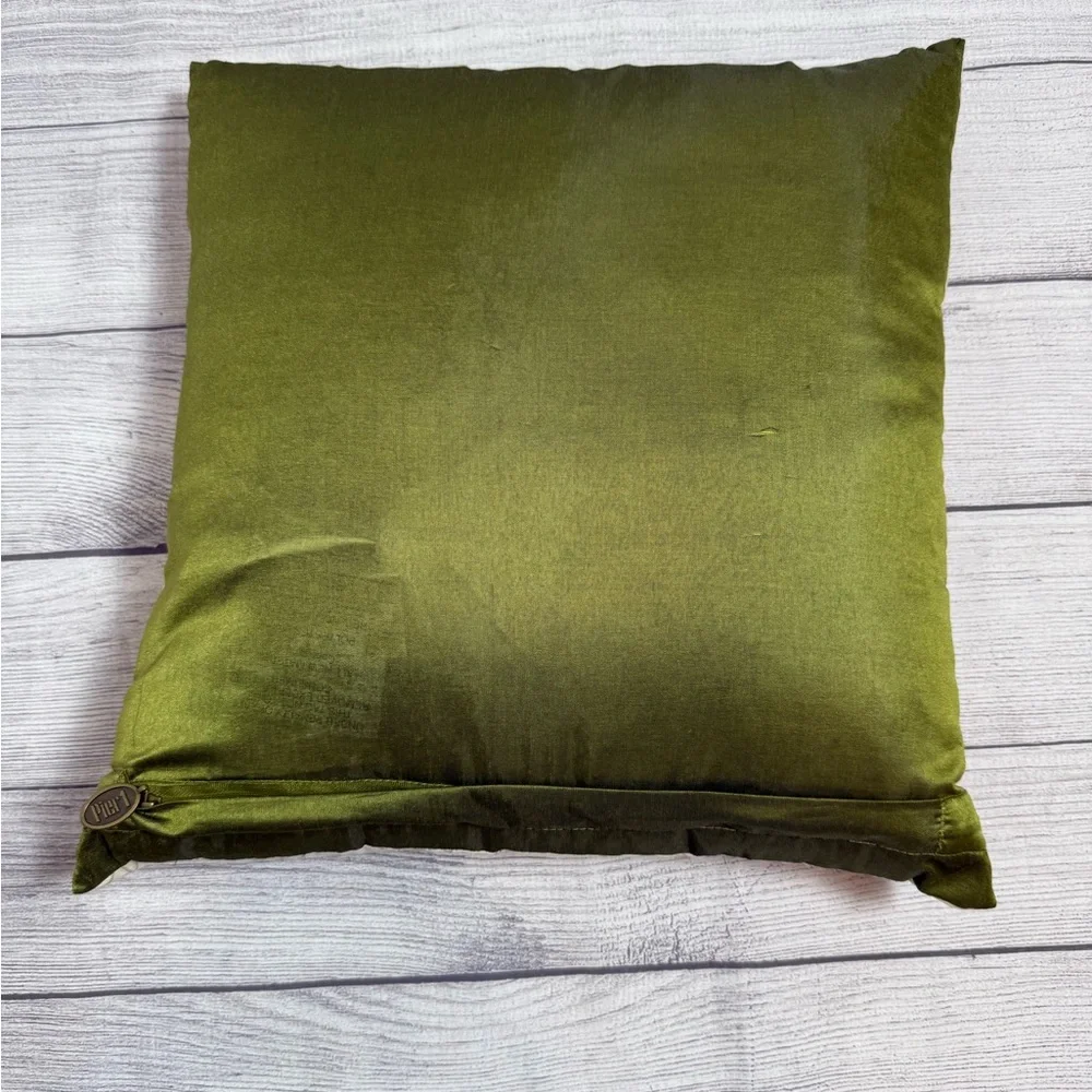 Pier 1 Beaded Autumn Leaves Decorative Throw Pillow 16” Fall Harvest